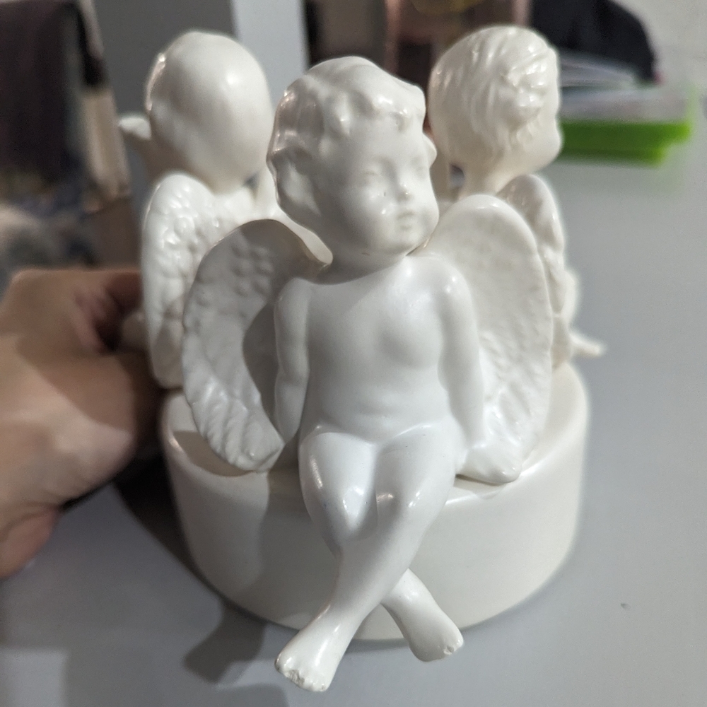 Pair of Glacéd PorcelainSitting Angels